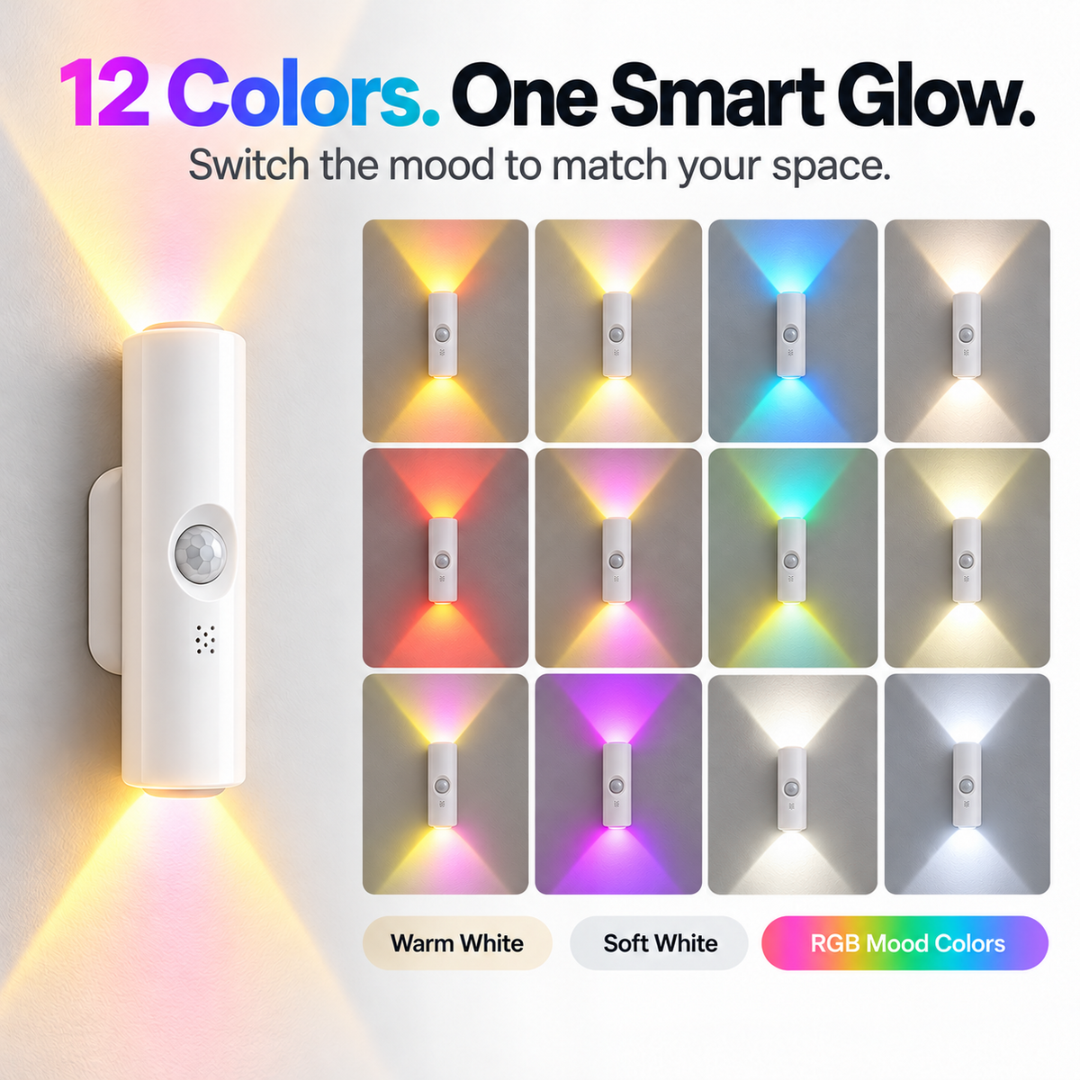 🔥LAST DAY BUY 1 GET 1🔥Magnetic Motion Sensor Light – 12-Color Glow ✨