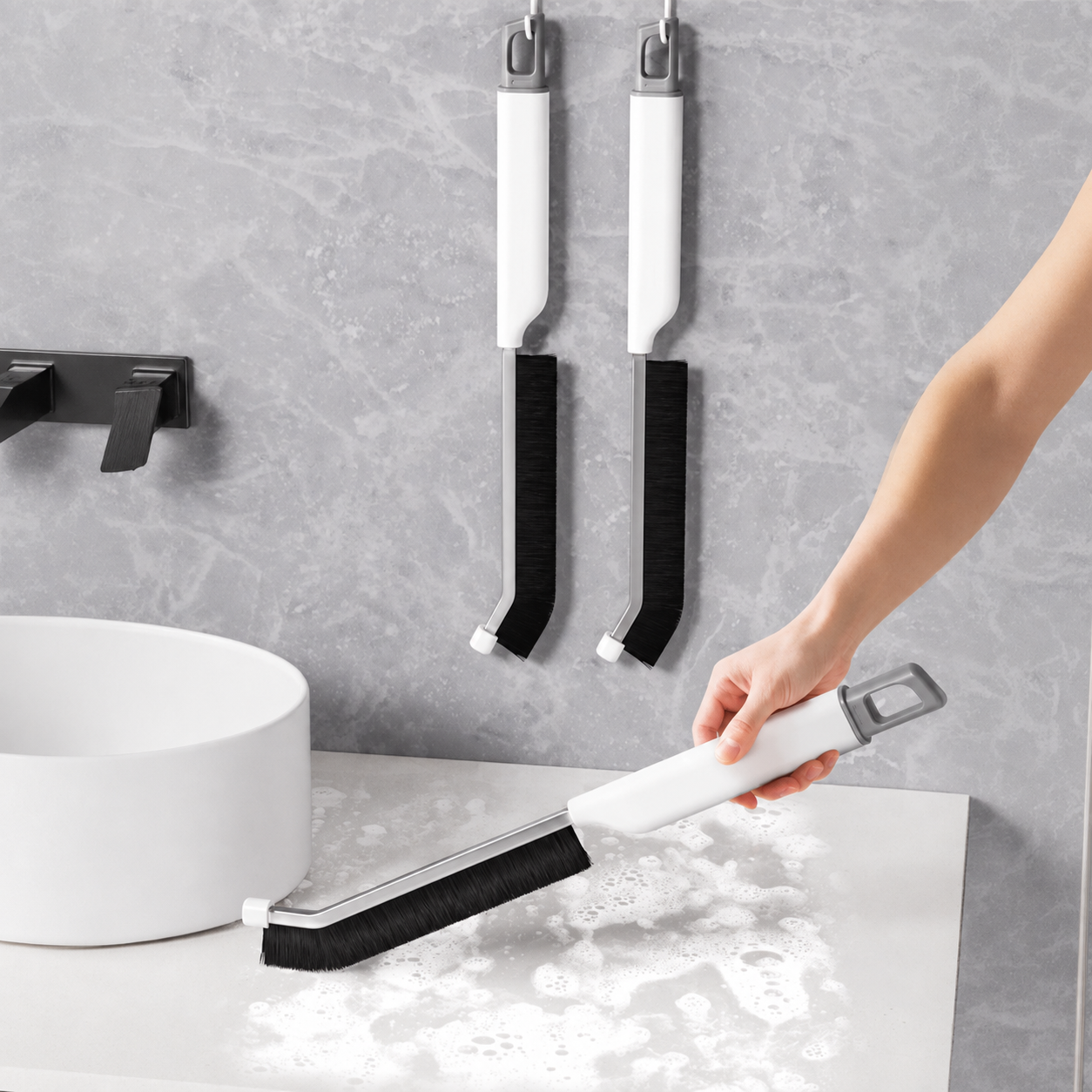 Long-Handle Grout & Crevice Cleaning Brush