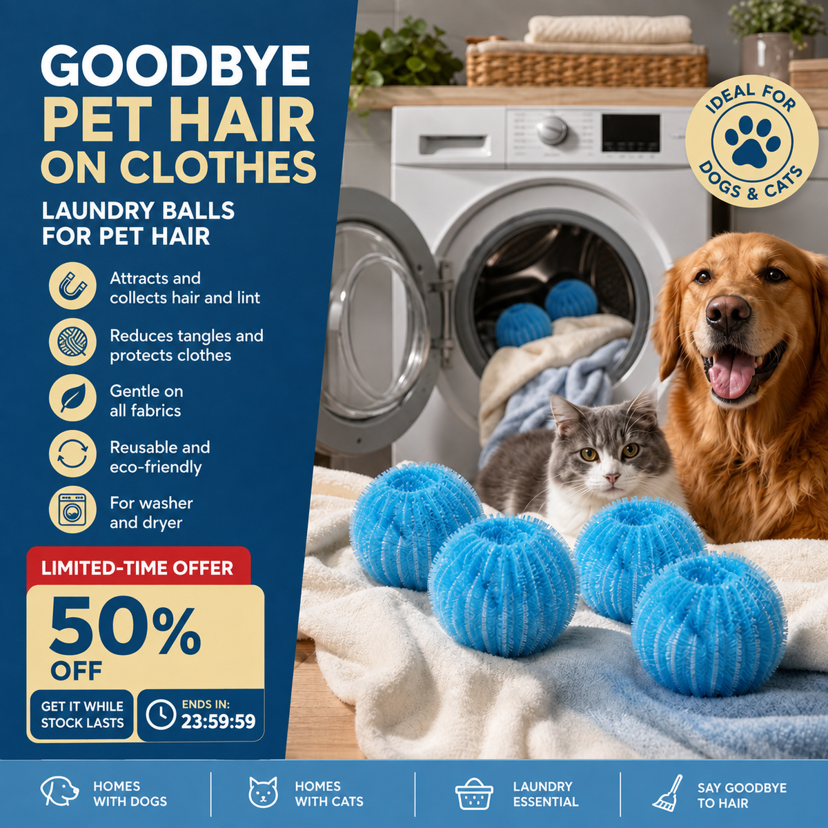 🔥Last Day Buy 2 Get 1🔥Reusable Pet Hair🐈🐕Remover Laundry Balls