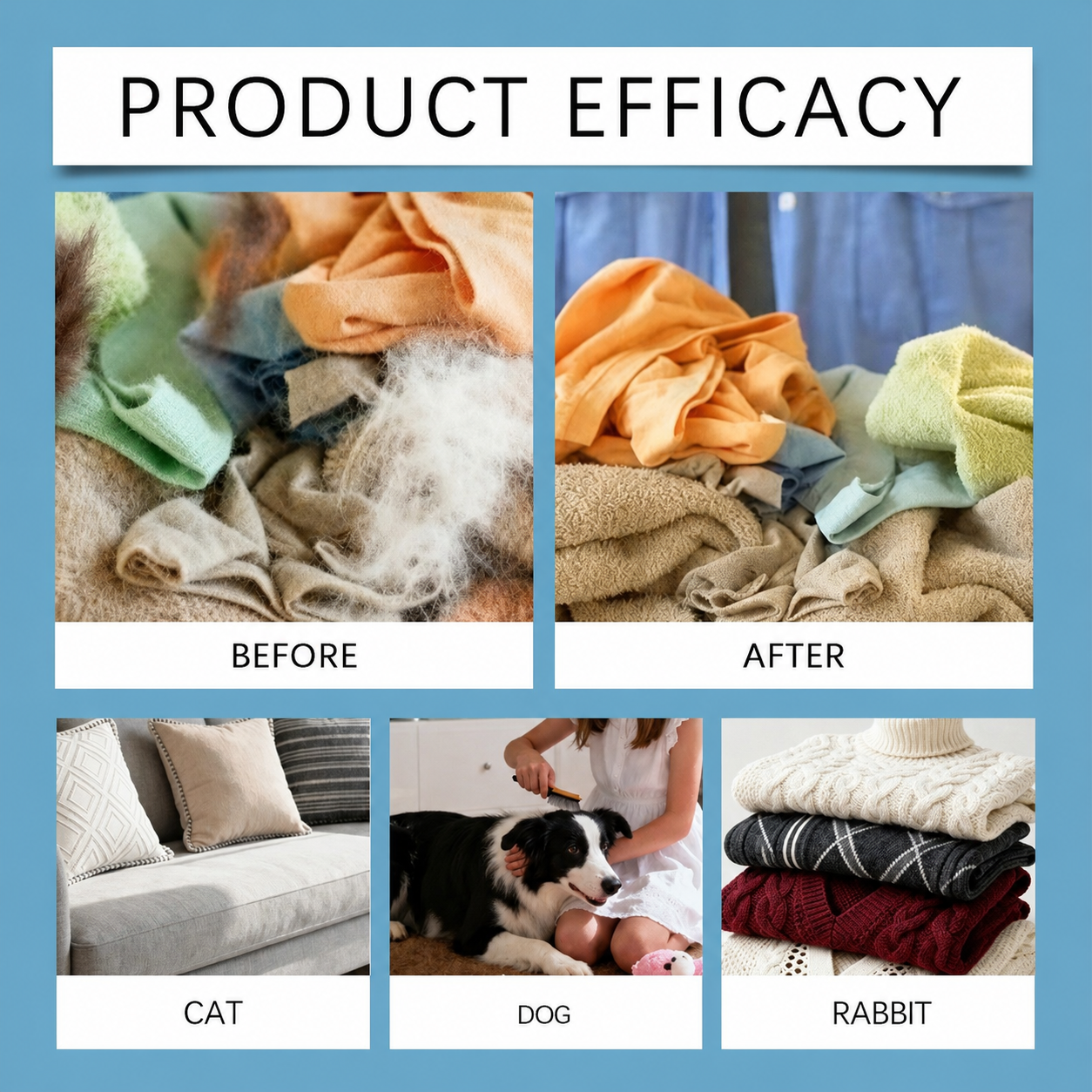 Pet hair before and after laundry