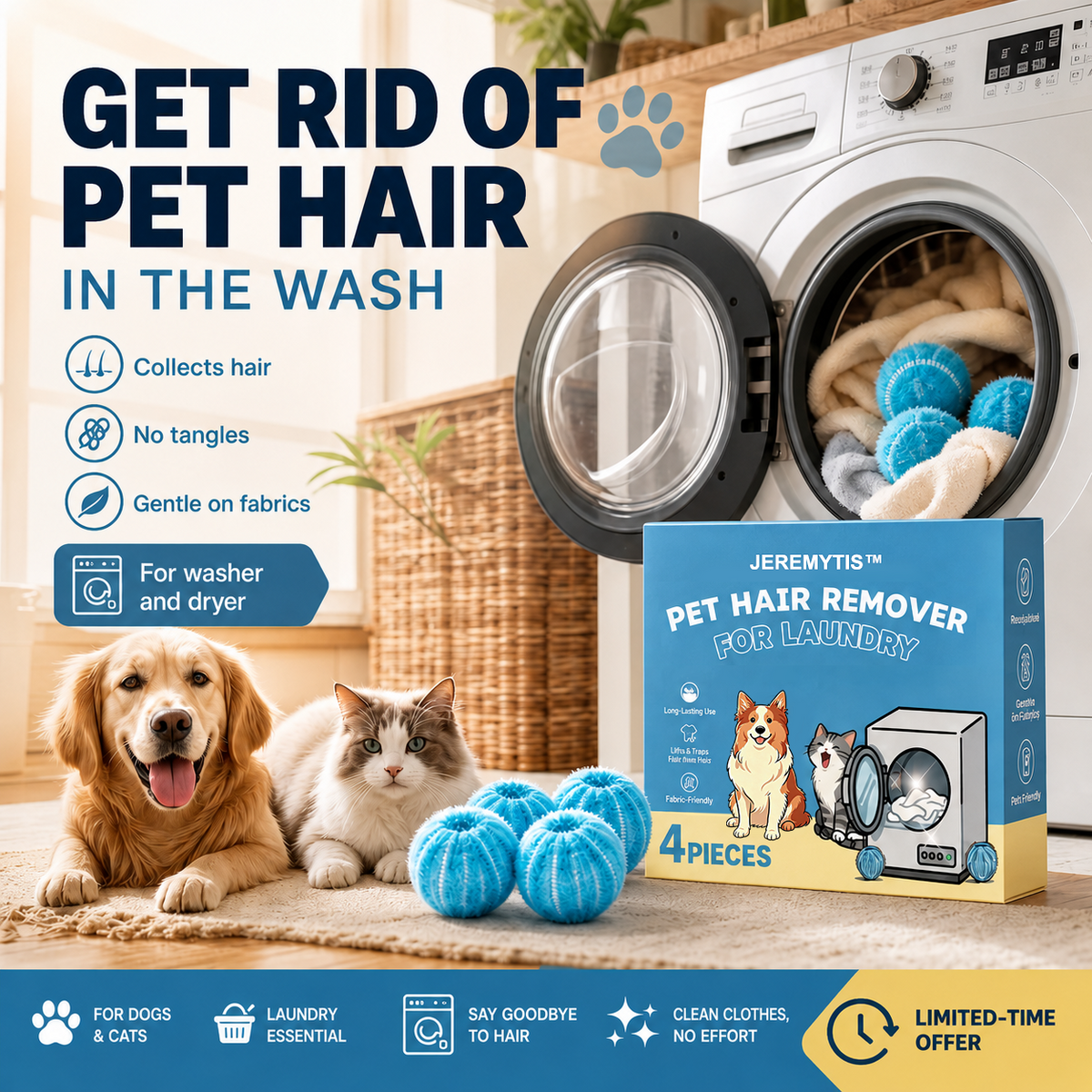 🔥Last Day Buy 2 Get 1🔥Reusable Pet Hair🐈🐕Remover Laundry Balls