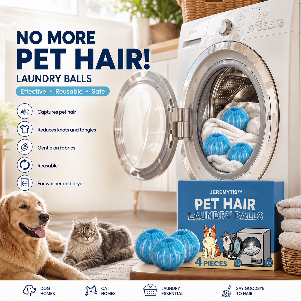 🔥Last Day Buy 2 Get 1🔥Reusable Pet Hair🐈🐕Remover Laundry Balls