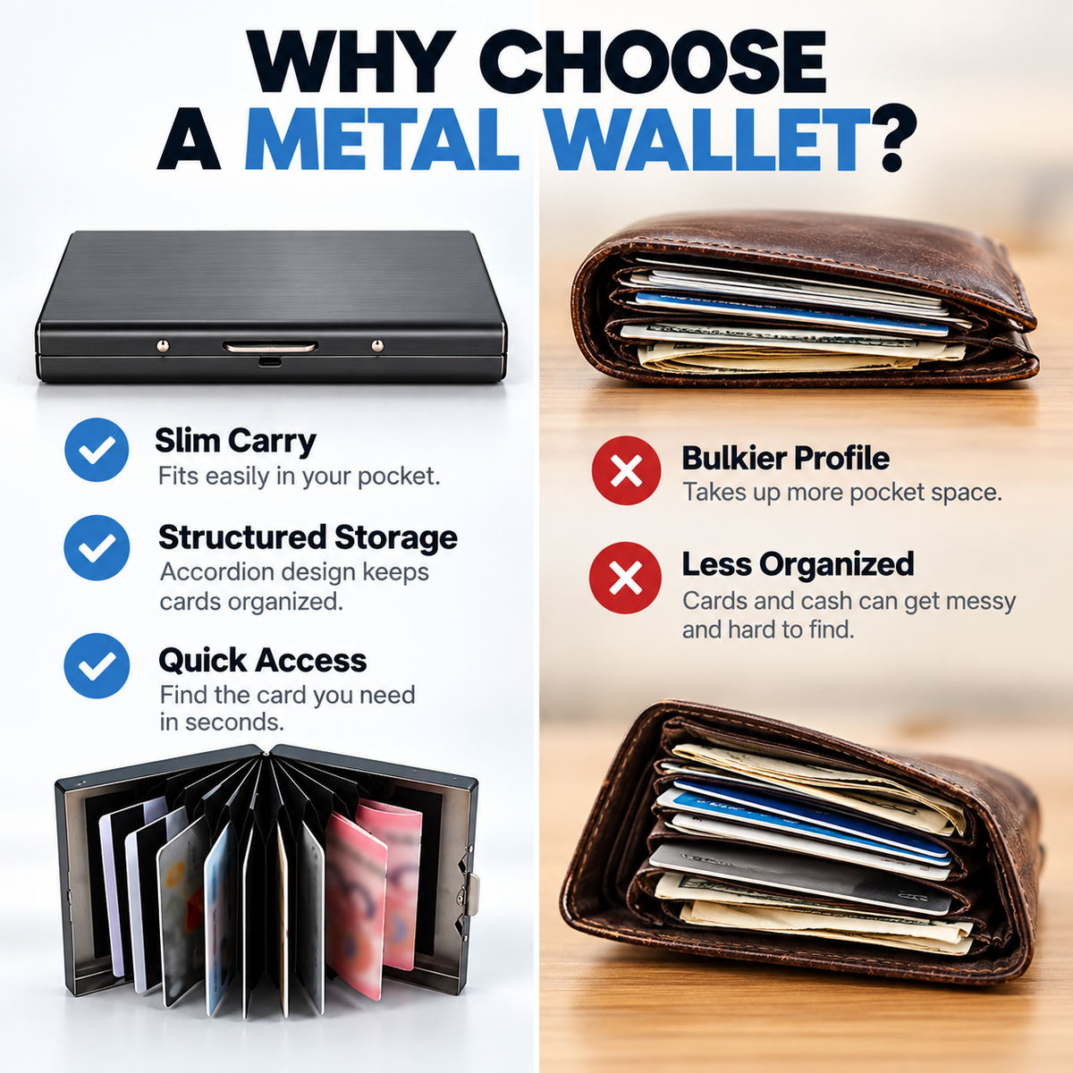 RFID Blocking Stainless Steel Card Holder, Slim Portable Anti‑Theft Metal Credit Card Case