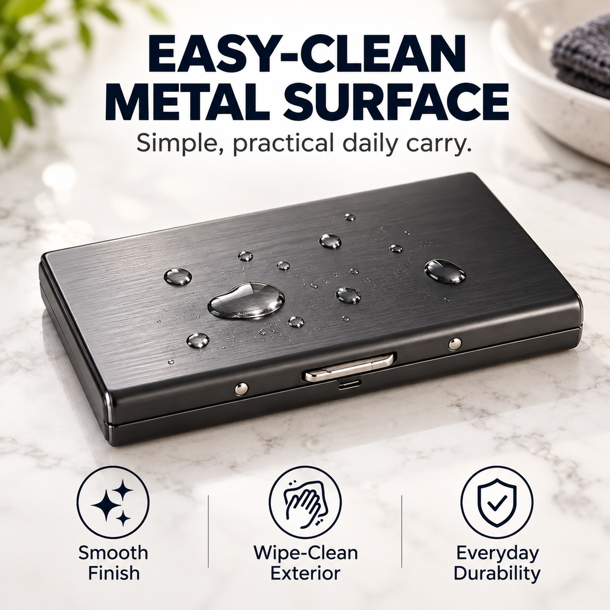 RFID Blocking Stainless Steel Card Holder, Slim Portable Anti‑Theft Metal Credit Card Case