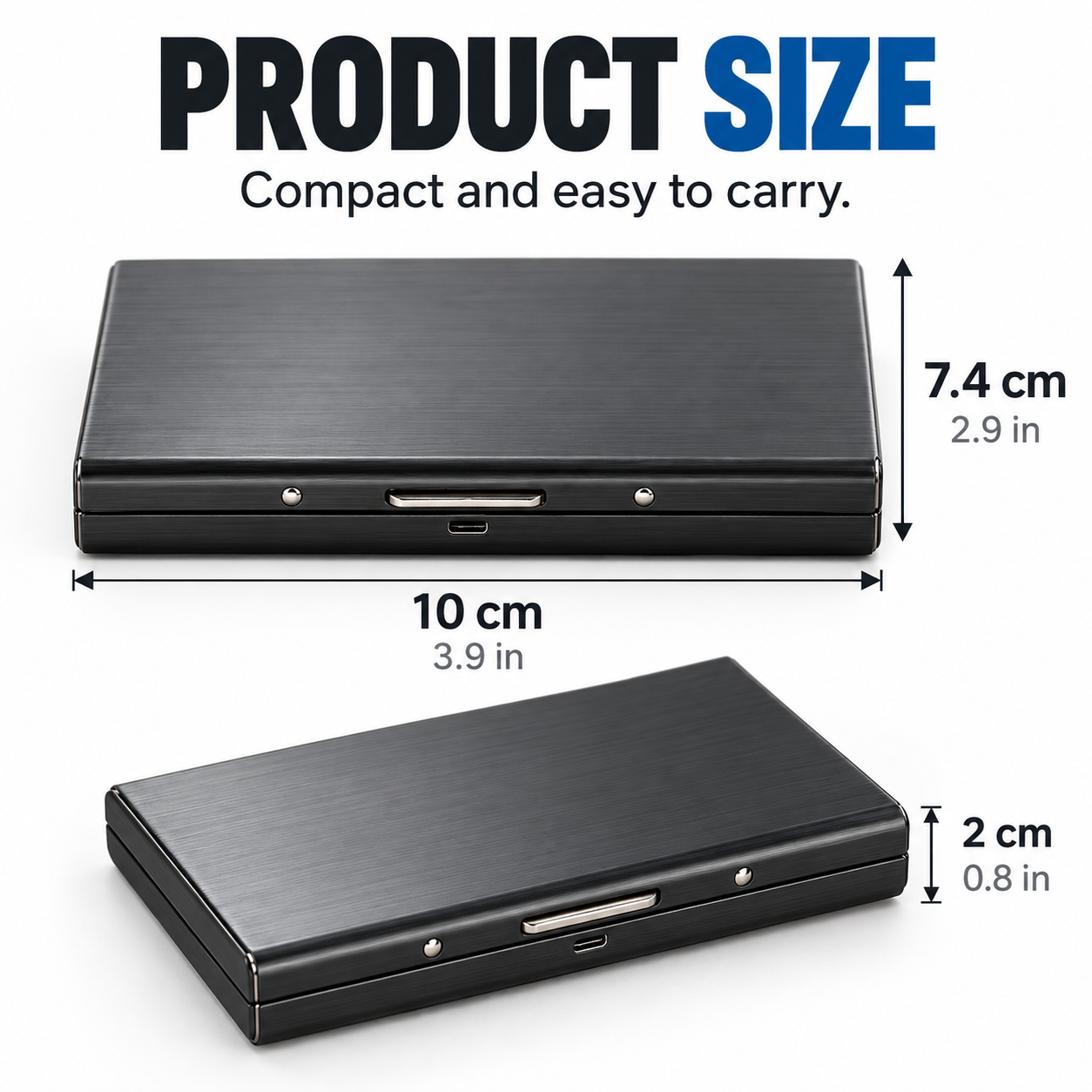 Compact RFID metal card holder dimensions
