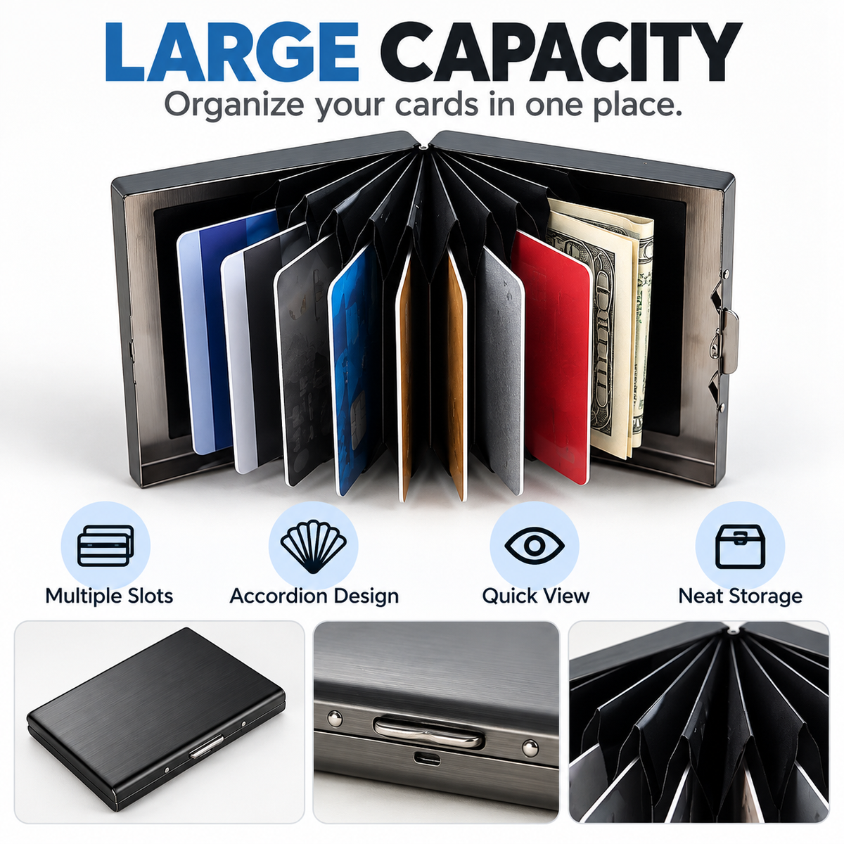RFID Blocking Stainless Steel Card Holder, Slim Portable Anti‑Theft Metal Credit Card Case