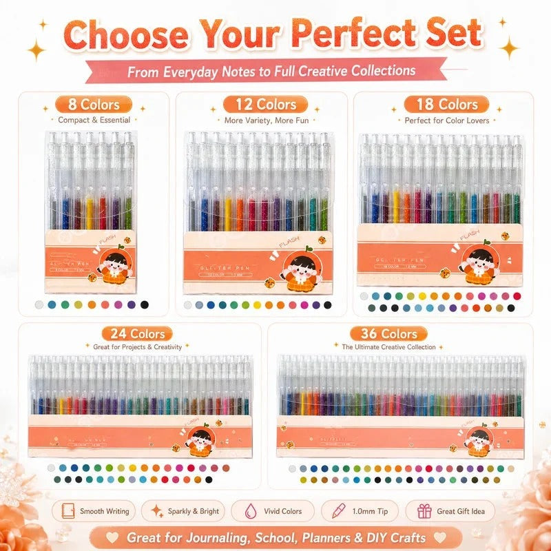 🔥Last Day 50% off🔥Radiant Push-Button Glitter Gel Pen Set🪄