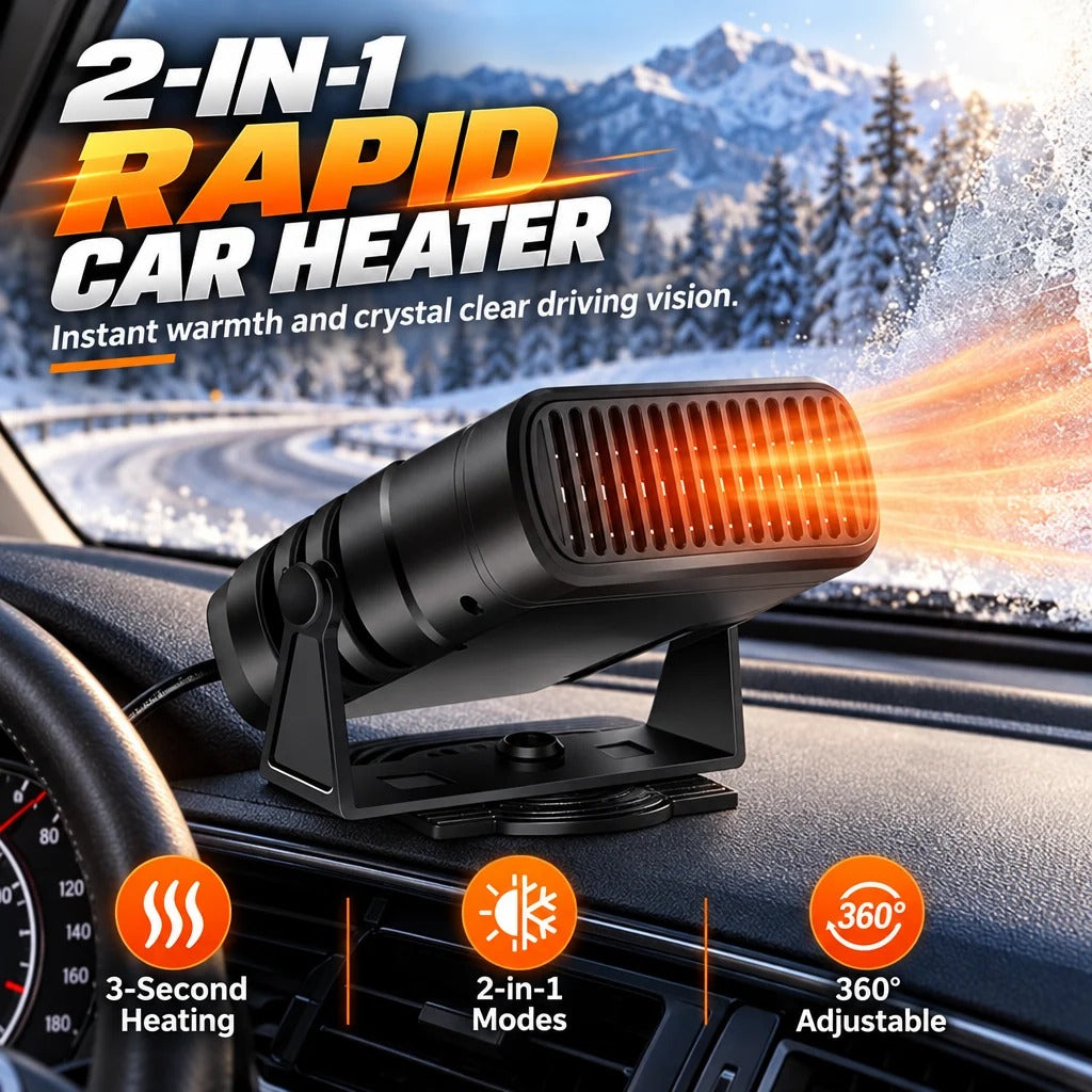 2-in-1 portable car heater and windshield defroster